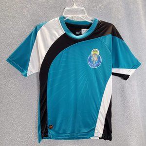 Century El‎ Porto Men Jersey Small Blue Striped Colorblock Graphic Soccer Futbol